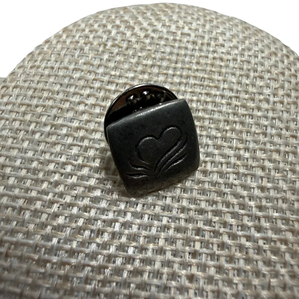 Vintage BSD Pewter Heart Book Lapel Pin